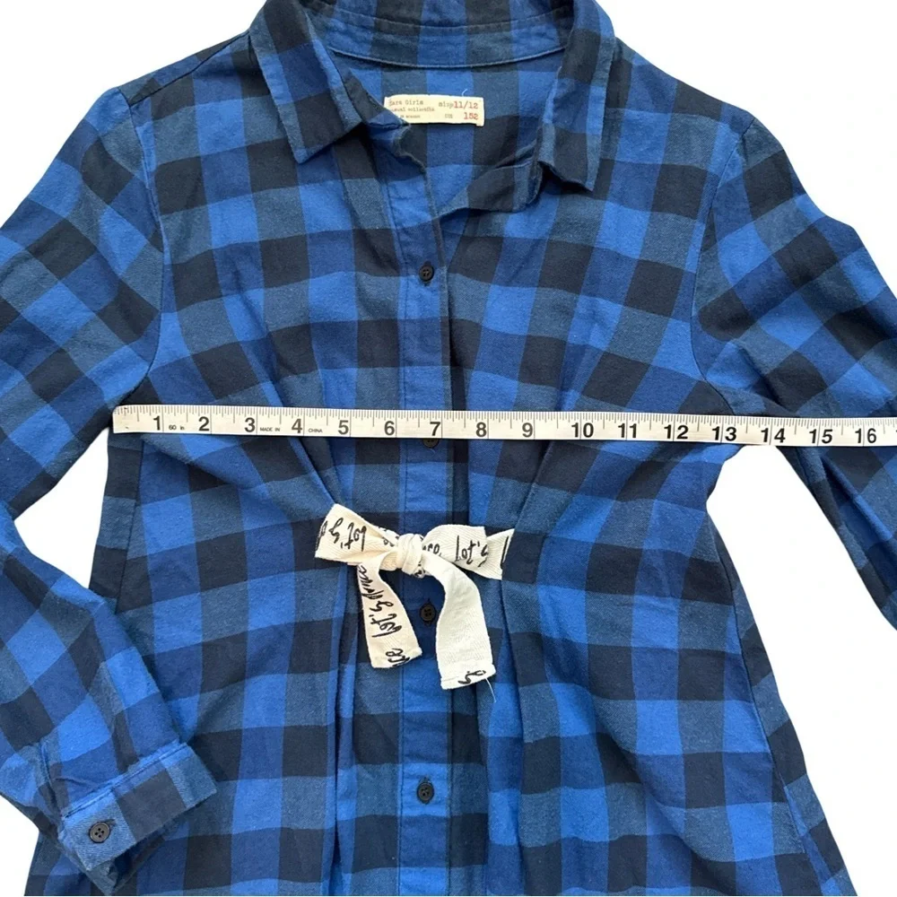 Zara Girls Blue Plaid Shirt Dress 11/12 | Let’s Dance Tie Fall Flannel Look‎